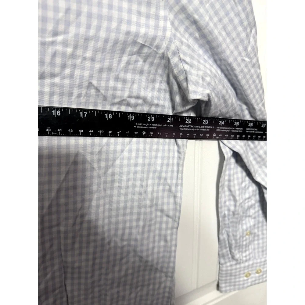 Banana Republic Button Down Mens Large Blue Gingham Slim Fit Wrinkle Resistant